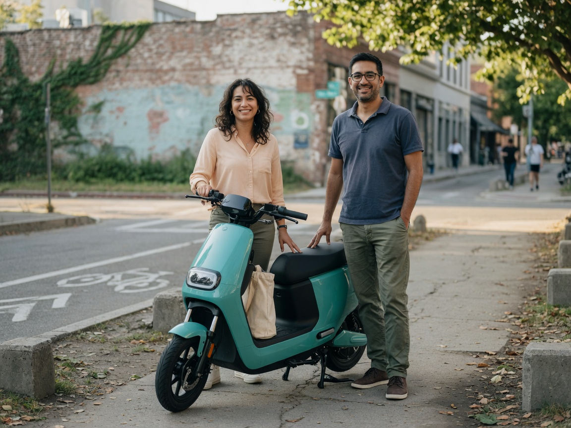 Libero founders with a scooter